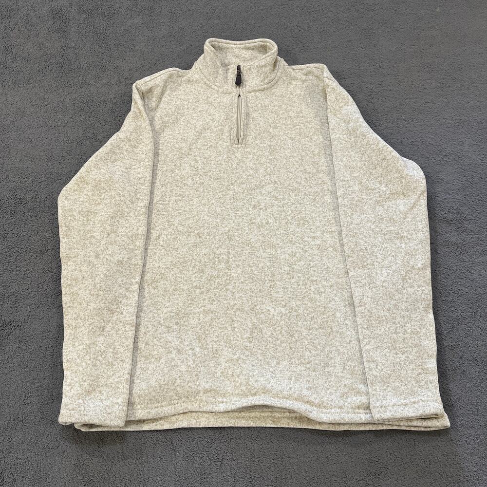 Chaps Cream Quarter Zip Fleece Pullover Sweater Mock Neck Men’s Size XL